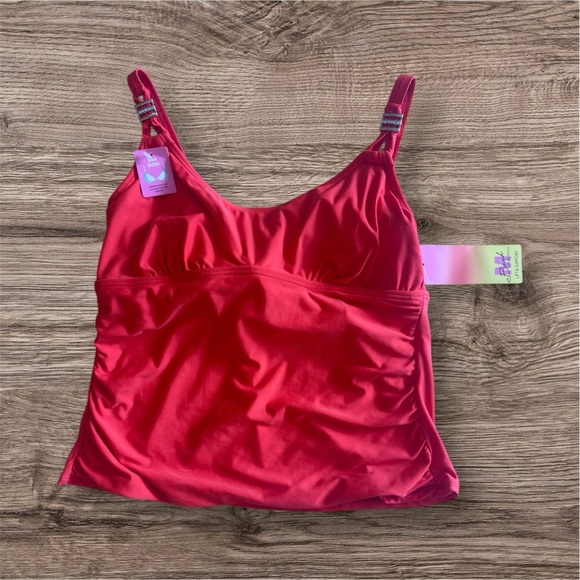 MAIDENFORM red Tankini Swim Top Size 38C summer pool cruise - Picture 4 of 16